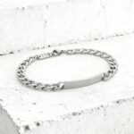 pulseira homem com chapa para gravação personalizada