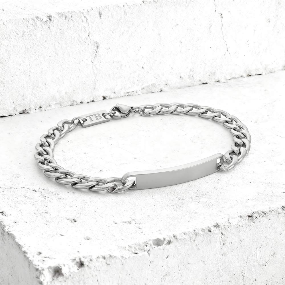 pulseira-homem-prateada-marbleton pulseira homem com chapa para gravação personalizada