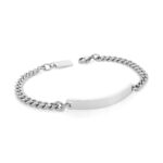 Pulseira Oxnard em aço inoxidável prateado da marca portuguesa Twobrothers. Pulseira Personalizada que permite gravação Personalizada no aço de Iniciais, nomes, frases e datas.