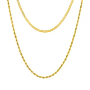colar duplo dourado em aço inoxidavel para mulher caterina