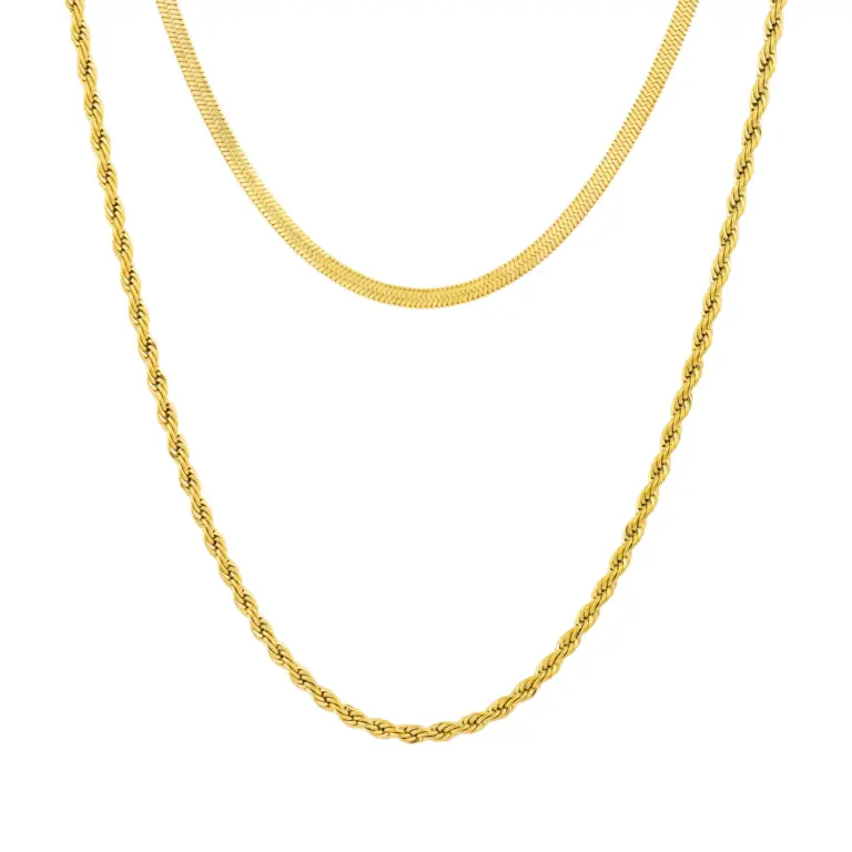colar duplo dourado em aço inoxidavel para mulher caterina