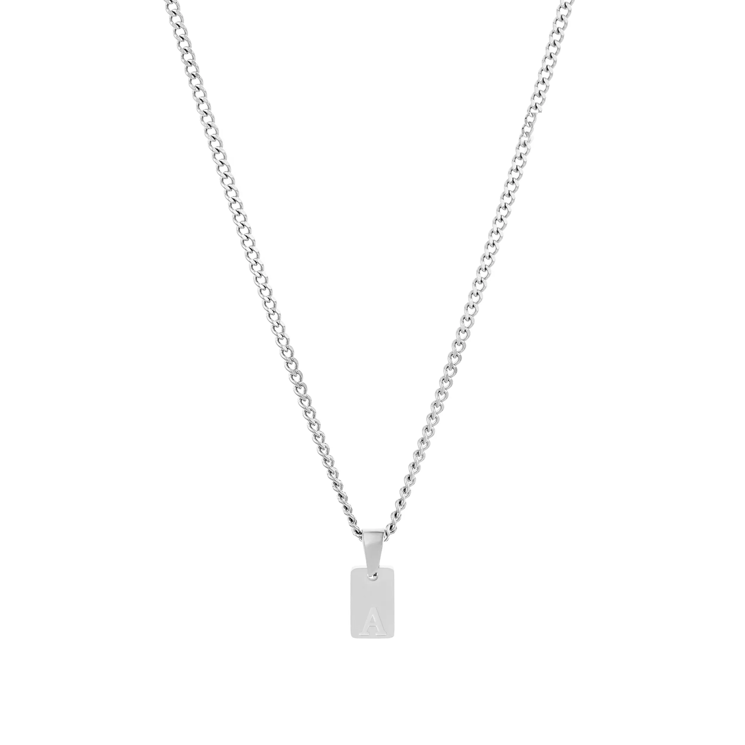 Colar Mulher Prateado Medalha com Inicial