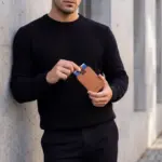 Porta-Cartões para homem modelo Montana em pele castanha claro genuína