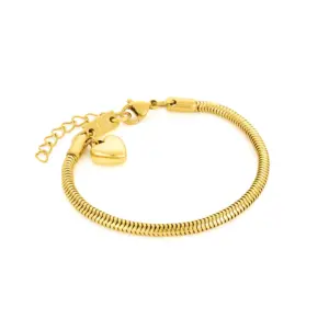 pulseira para mulher dourada fresno com coração em aço inoxidavel