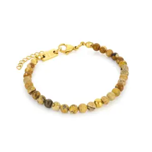 pulseira em aço inoxidavel e pedras naturais dourada para mulher rachele