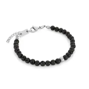 pulseira com pedras naturais e aço inoxidavel prateada romy