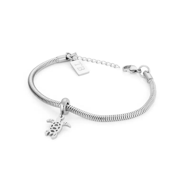 pulseira em aço inoxidavel para mulher com tartaruga