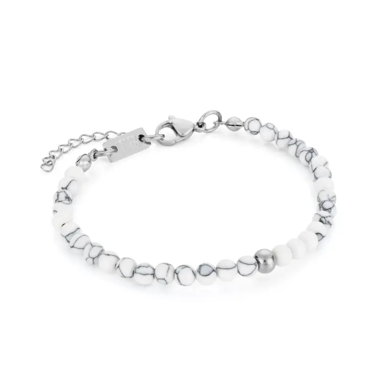 pulseira para mulher em aço inoxidavel e pedras naturais white springs