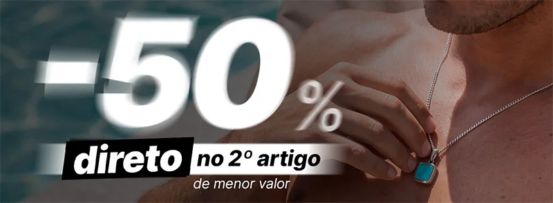 Oferta de 50% de desconto no 2º artigo de menor valor