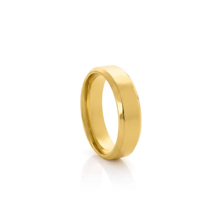 Aliança para homem em aço inoxidável. Aliança em aço dourado.