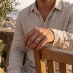 Anel para homem em aço inoxidável dourado, modelo Alpine