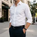 Relógio para homem modelo Vegas, com bracelete em pele genuína na cor preta