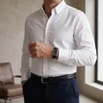 Relógio para homem modelo Vegas, com bracelete em pele genuína na cor preta
