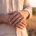 Aliança Fina para homem em aço inoxidável dourado