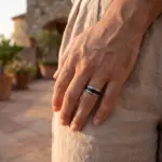 Anel para homem em aço inoxidável prateado, modelo Fargo