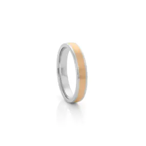 Anel para homem bicolor, em aço inoxidavel prateado e rosa dourado modelo Iowa