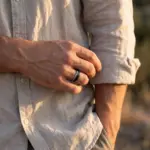 Anel para homem em aço inoxidável prateado, modelo Milford