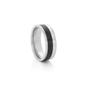 Anel para homem em aço inoxidável prateado e preto.