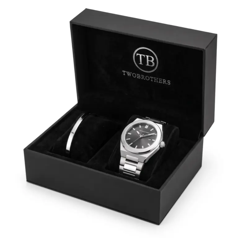 Pack relógio California e pulseira escrava fina em aço inoxidavel 316L