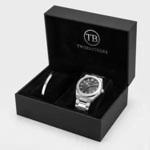 Pack relógio California e pulseira escrava fina em aço inoxidavel 316L