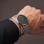 Pack relógio Clinton Mesh e pulseira escrava fina em aço inoxidavel 316L
