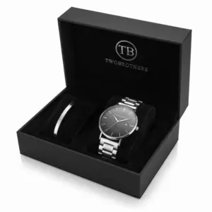 Pack relógio Pit e pulseira escrava fina em aço inoxidavel 316L