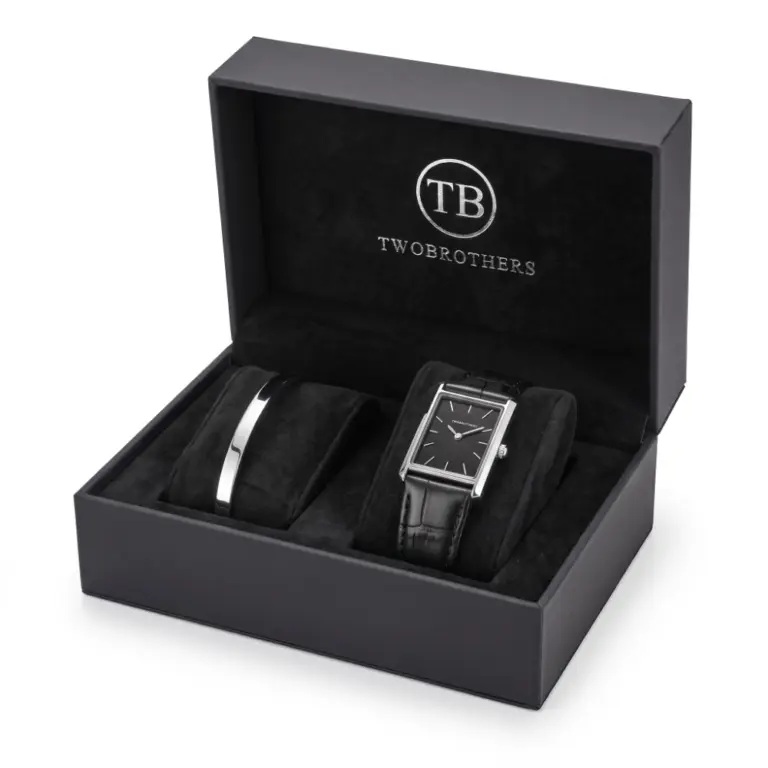 Pack de relógio e pulseira escrava fina para homem