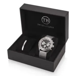 Pack Relógio Exclusive Bronx e pulseira escrava em aço inoxidável para homem