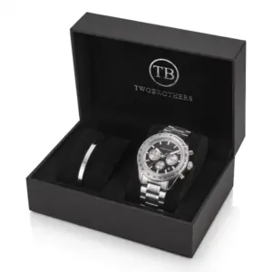 Pack Relógio Exclusive Bronx Link e pulseira escrava em aço inoxidável para homem